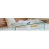 Table ronde extensible en chêne/grège 4/6 places D105 pieds fuseau VICTORIA